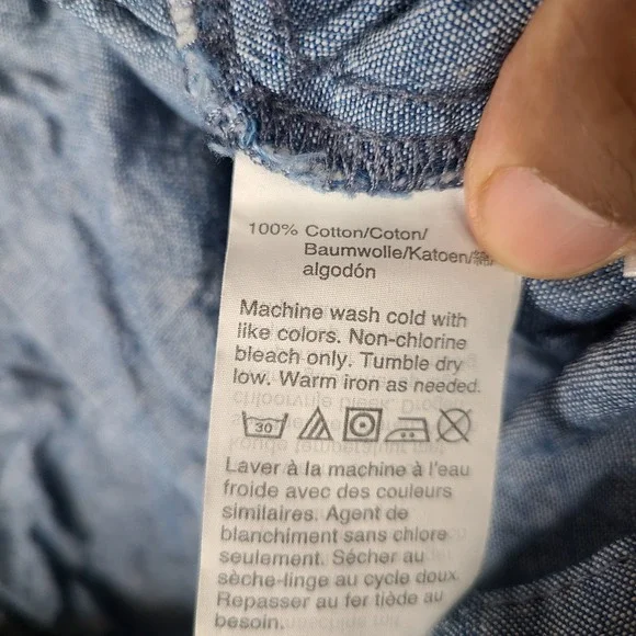 J by J Crew Pants Womens 14 Blue Chambray Wide Leg Crop Tie Waist‎ Cotton - Picture 10 of 11